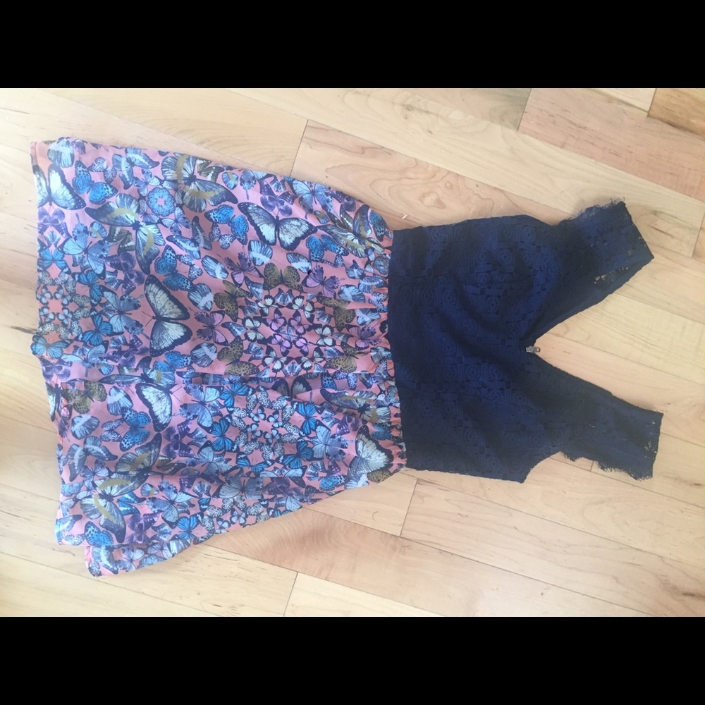Cute navy lace and butterflies summer dress